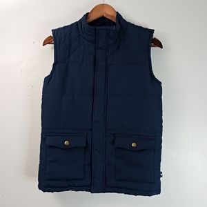 Crown & Ivy Kids Puffer Vest Size L Navy Blue Quilted Full Zip